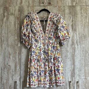 FARM Rio White Mini Dress with Multicolor Floral Print